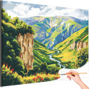Горы Кавказа Пейзаж Природа Россия Лето Река Раскраска картина по номерам на холсте