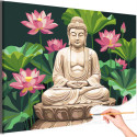 Будда и лотосы Религия Буддизм Медитация Дзен Гармония с собой 80х100 Раскраска картина по номерам на холсте