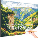 Горы Кавказа Пейзаж Природа Россия Лето Река 100х125 Раскраска картина по номерам на холсте