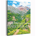 Горы Кавказа Пейзаж Природа Россия Лето 100х150 Раскраска картина по номерам на холсте