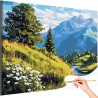  Горы Кавказа река и цветы Пейзаж Природа Россия Лето Раскраска картина по номерам на холсте AAAA-NK1680