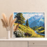  Горы Кавказа река и цветы Пейзаж Природа Россия Лето Раскраска картина по номерам на холсте AAAA-NK1680