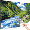 Горы Кавказа и река Пейзаж Природа Россия Лето Вода 80х100 Раскраска картина по номерам на холсте