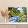  Горы Кавказа и река Пейзаж Природа Россия Лето Вода Раскраска картина по номерам на холсте AAAA-NK1677