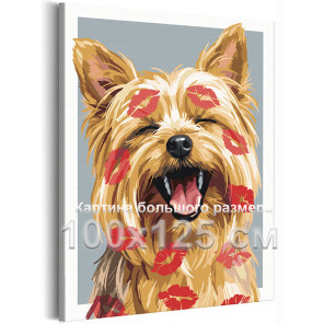 Йоркширский терьер мем Животные Собака йорк в отпечатках губ Смешные Прикольные Эмоции Милая 100х125 Раскраска картина по номера