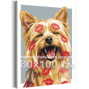 Йоркширский терьер мем Животные Собака йорк в отпечатках губ Смешные Прикольные Эмоции Милая 80х100 Раскраска картина по номерам на холсте