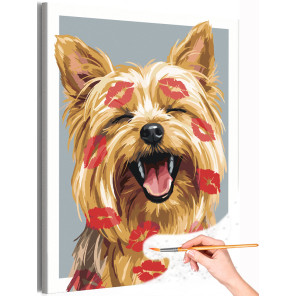  Йоркширский терьер мем Животные Собака йорк в отпечатках губ Смешные Прикольные Эмоции Милая Раскраска картина по номерам на хо