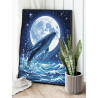  Море Кит и луна Природа Морской пейзаж Морские обитатели Животные Вода Раскраска картина по номерам на холсте AAAA-NK1674