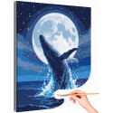  Море Кит и луна Природа Морской пейзаж Животные Морские обитатели Вода Раскраска картина по номерам на холсте AAAA-NK1673