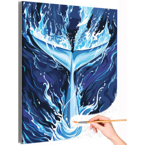  Море Кит в воде Природа Морской пейзаж Животные Морские обитатели Раскраска картина по номерам на холсте AAAA-NK1672