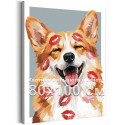 Корги мем Животные Собака в отпечатках губ Смешные Прикольные Эмоции Милая 80х100 Раскраска картина по номерам на холсте
