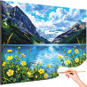  Горы Кавказа и озеро Пейзаж Природа Россия Лето Цветы Раскраска картина по номерам на холсте AAAA-NK1670