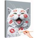  Кот мем Животные Белый котик в отпечатках губ Смешные Прикольные Эмоции Милая Раскраска картина по номерам на холсте AAAA-NK166