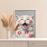  Кот мем Животные Белый котик в отпечатках губ Смешные Прикольные Эмоции Милая Раскраска картина по номерам на холсте AAAA-NK166