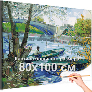 Ван Гог Рыбалка весной Мост Клиши Пейзажи Природа Мировые шедевры Известные художники Импрессионизм 80х100 Раскраска картина по 