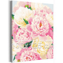 Пионы розовые и белые Нежные цветы Букет для мамы Для учителя 100х125 Раскраска картина по номерам на холсте