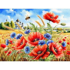 Маки Ткань для вышивки лентами Каролинка