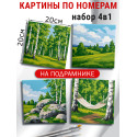  Природа Лес Набор картин по номерам на подрамнике 20х20 см 4 шт 4NP059