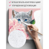 Мини картины по номерам на подрамнике Пионы и котик 20х20
