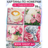 Мини картины по номерам на подрамнике Пионы и котенок 20х20