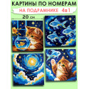 Картины по номерам маленькие 20х20 Мини набор Котик и рыба