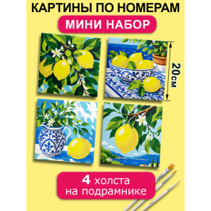 Картины по номерам маленькие 20х20 Мини набор Лимоны