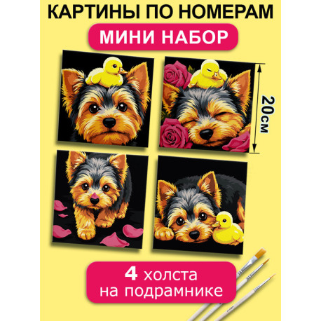Картины по номерам маленькие 20х20 Мини набор Йоркширский терьер
