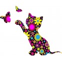 Цветочный котенок Раскраска картина по номерам на холсте Menglei