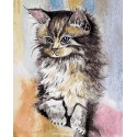 Умный котенок Раскраска картина по номерам на холсте Menglei