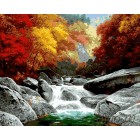 Осенняя Горная Река Раскраска картина по номерам акриловыми красками на холсте