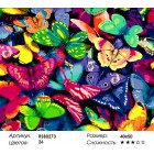 Количество цветов и сложность Разноцветные бабочки Раскраска картина по номерам акриловыми красками на холсте