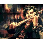Шерлок Холмс со скрипкой Раскраска картина по номерам акриловыми красками на холсте