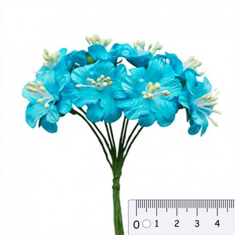 Букетик цветов гибискуса голубой Цветы бумажные для скрапбукинга, кардмейкинга Scrapberry's