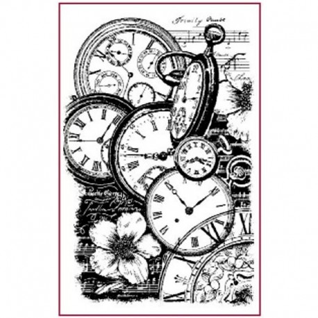 Часы и цветы Штамп на резиновой основе для скрапбукинга, кардмейкинга Stamperia