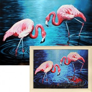 Фламинго на озере Алмазная вышивка мозаика Гранни