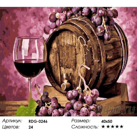 Количество цветов и сложность Бочонок вина Раскраска картина по номерам акриловыми красками на холсте