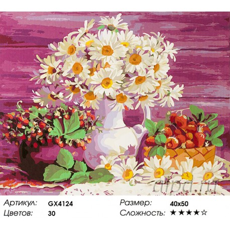 Количество цветов и сложность Лето с ромашками Раскраска картина по номерам акриловыми красками на холсте