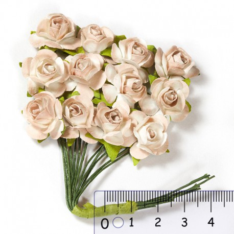 Розы чайные бежевые HY00100185010-11 Цветы бумажные Украшение для скрапбукинга, кардмейкинга Scrapberry's