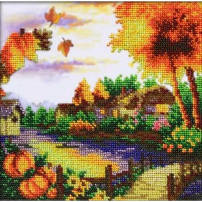 Осенний пейзаж Набор для частичной вышивки бисером Паутинка
