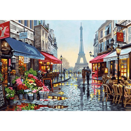 Цветочный магазин в Париже Раскраска картина по номерам акриловыми красками Dimensions