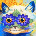 Цветочный кот Раскраска картина по номерам акриловыми красками на холсте Color Kit