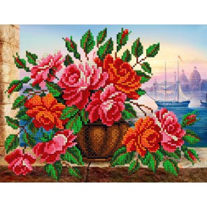 Розы в вазе Набор для частичной вышивки бисером Вышиваем бисером