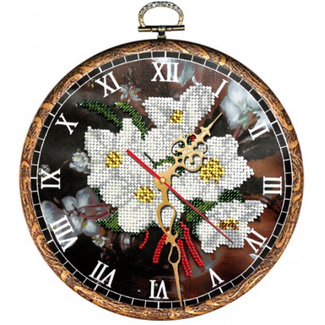 Часы Ромашки Набор с рамкой для частичной вышивки бисером Вышиваем бисером