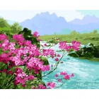 Сложность и количество цветов Бирюзовая река Раскраска картина по номерам акриловыми красками на холсте Menglei MG6044