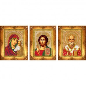 Три маленькие иконы Набор для частичной вышивки бисером Русская искусница