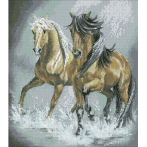 Пара лошадей Алмазная мозаика вышивка Паутинка