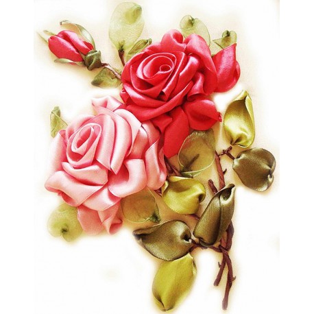Розы Набор для вышивки картины лентами