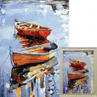 Лодки Алмазная вышивка мозаика Гранни с примером готовой работы в рамке