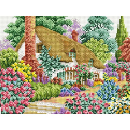 Дом в саду Алмазная вышивка мозаика на подрамнике Белоснежка