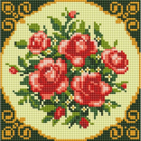 Чайные розы Алмазная вышивка мозаика на подрамнике Белоснежка